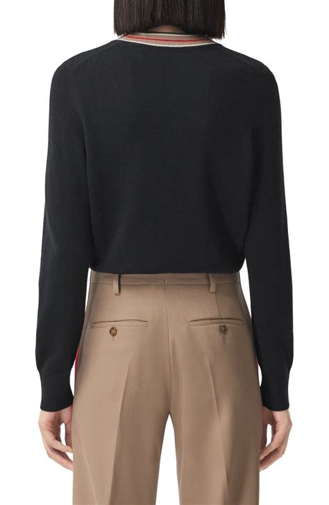 burberry monogram crewneck top|Burberry Tilda Icon Stripe Collar Cashmere Sweater .